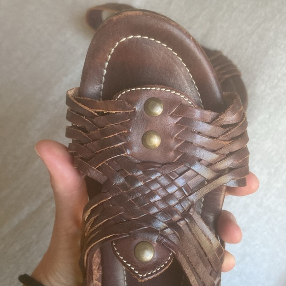 Frye Shoes Sandals Braided Leather Open Toe Brown Size 8.5 - Picture 5 of 5